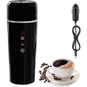 Gaogodot Bollitore Elettrico per Auto, 12V/24V Piccolo Thermos Elettrico da Viaggio per Camion e Taxi, Portatile Tazza Termica Riscaldante di temperatura regolabile per Tè, Caffè, Latte, 304 liner, 420 ml