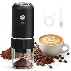 Focenat Macinacaffè Elettrico, Coffee Grinder Portatile con Macina Conica in Ceramica, USB Ricaricabile, Macina Caffè Granulometria Regolabile per Semi e Spezie, per Casa, Ufficio, Viaggi e Campeggio