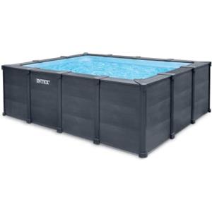 Intex 26396NP - Piscina Graphite Gray Panel Rettangolare, con Pompa Filtro a Sabbia 3500 L/h, Scaletta e Teli, 400x300x124 cm