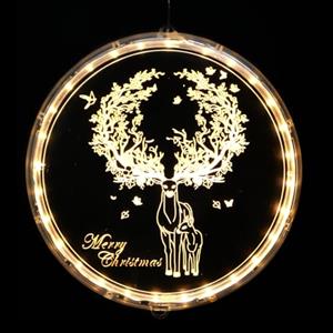 Meleager Luci Finestra di Natale, Luci Sospese con Ventosa, Luci di Natale 3D(Bianco Alce), Sospensione con Luci di Natale, LED Luce Decorazioni per Natalizie, per Festa di Natale Interna ed Esterna