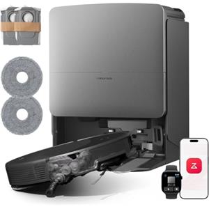 roborock Saros 20 Set Robot Aspirapolvere 36.000Pa, Supera Ostacoli da 8,8cm, Anti-Groviglio, Evita Oltre 300 Oggetti, Lavaggio Mocio con Acqua a 100°C, Nuovissima RockDock, Videochiamata, Hello Rocky