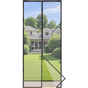 Apalus Prime zanzariera magnetica per porta balcone 100x240cm, luminosa, resistente allo strappo e agli agenti atmosferici, fascia auto-adesiva superiore da 3,8 cm, non accorciabile, Nero