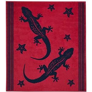 Delindo Lifestyle Telo mare in spugna Tropicale Geco rosso xxl, fatto di 100% cotone egiziano di alta qualità, misura grande 180x200 cm
