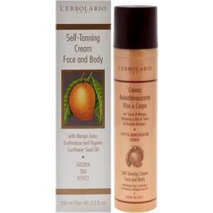 L'Erbolario Crema Autoabbronzante Viso e Corpo - Succo di Mango, Ritrulosio e Olio di Semi di Girasole Biologico - Abbronzatura Dorata - Sistema AIRLESS - Made in Italy - 1 Confezione da 100ml