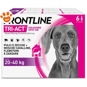 Frontline Tri-Act Antiparassitario Spot-On per Cani 20-40 kg - 6 Pipette da 4 ml con Fipronil e Permetrina
