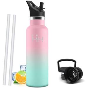 Mulbijeo Borraccia Termica Bambini 500 ML, Senza BPA, Bottiglia Termica, 18/8 Acciaio Inox, Borracce, Sottovuoto a Doppia Parete, BorraccIe Termiche con Cannuccia, Termos per Scuola, Sport