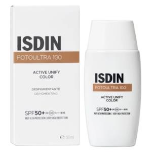 ISDIN Fotoultra 100 Spot Prevent Color SPF 50 - Protezione Solare Colorata per il Viso, Previene le Macchie Solari, 50 ml