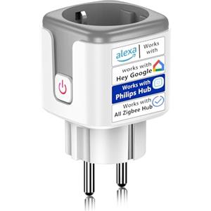SURFOU Presa Intelligente ZigBee 16A, Prese Wifi Compatibile con Philips Hue, Alexa und Google Home, Smart Plug con Monitoraggio Energetico, Controllo Telecomando/Vocale, Hub Richiesto (1 Pezzi)