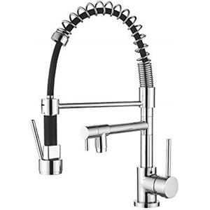 Ibergrif M22131 - Miscelatore da Cucina con Doccetta Estraibile, Rubinetto per Lavello con due Erogatori, Cromo