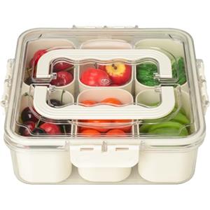 VINATO Snack Box Porta Snack 6 Scomparti - BPA Free, Portatile Multiuso per Frutta/Spezie, Adatto al Frigorifero | Contenitore Per Con Scomparti