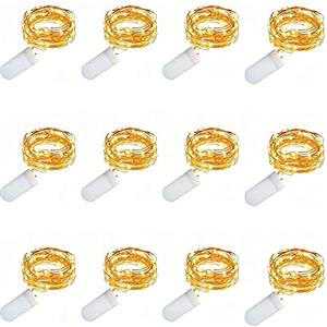 Loiina LED Lichterkette 12 Stück 1M 10 LED Lichterketten Wasserdich klein für Party Deko，Weihnachten, Party Hochzei,Halloweent Bianco Caldo