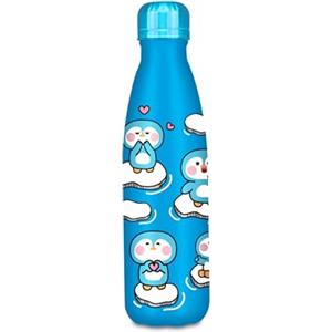 Cartomania Borraccia termica chill & refill, Tema pinguino, Azzurro, 500 ml, Acciaio bpa free, Tenuta Stagna, Mantenimento temperatura: caldo 12 h/freddo 24 h, Scuola, Bambini e adulti, Idea regalo