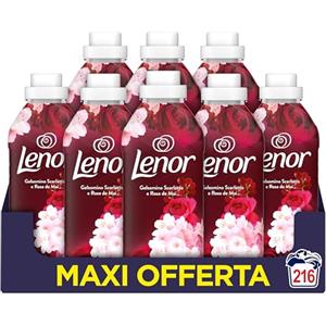 Lenor Ammorbidente Lavatrice Concentrato 216 Lavaggi (27x8), Gelsomino Scarlatto E Rose De Mai, Freschezza Che Dura 3 Volte Più A Lungo Con Tecnologia Olii Profumati