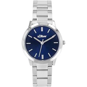 s.Oliver Orologio da polso da Donna al quarzo Analogico, con Bracciale in Acciaio Inossidabile, Argento, impermeabile 3 bar, fornito in confezione regalo, 2038378