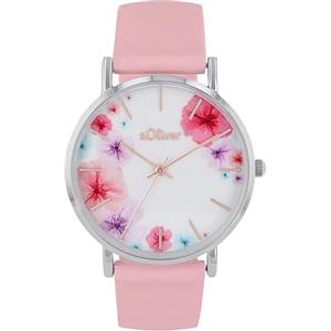 s.Oliver Orologio da polso da donna al quarzo analogico, con cinturino in silicone, argento, impermeabile 3 bar, fornito in confezione regalo, 2038370