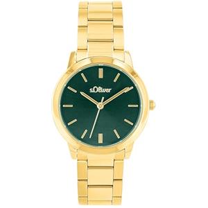 s.Oliver Orologio da polso da Donna al quarzo Analogico, con Bracciale in Acciaio Inossidabile, oro, impermeabile a 3 bar, fornito in confezione regalo, 2038379