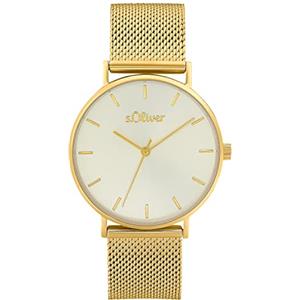 s.Oliver Orologio da polso da Donna al quarzo Analogico, con Bracciale in Acciaio Inossidabile, oro, impermeabile a 3 bar, fornito in confezione regalo