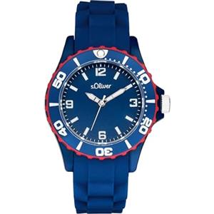s.Oliver Orologio da polso Ragazzi Bambini Orologio al quarzo Analogico, con Cinturino in silicone, blu, 3 bar impermeabile, viene fornito in scatola regalo orologio, 2036495
