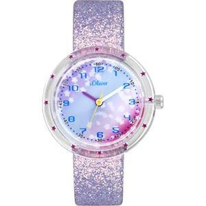 s.Oliver Orologio da polso Ragazze Bambini Orologio al quarzo Analogico, con Cinturino in ecopelle, multicolore, impermeabile, fornito in confezione regalo, 2037718