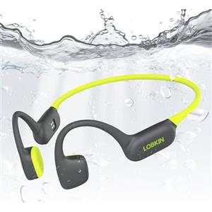 LOBKIN Cuffie da nuoto, IPX8, impermeabili, con lettore MP3 32G, senza fili per nuoto, corsa, ciclismo