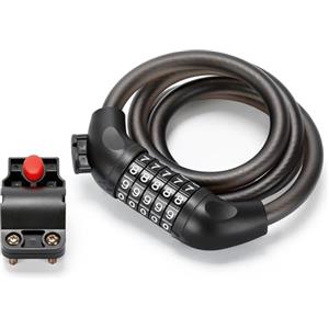 Junglor Lucchetto a cavo per bici con combinazione, codice a 5 cifre, cavo in acciaio da 12 mm, lunghezza 120 cm con rivestimento PVC Antifurto Alta Sicurezza per Bicicletta, E-Scooter e Moto