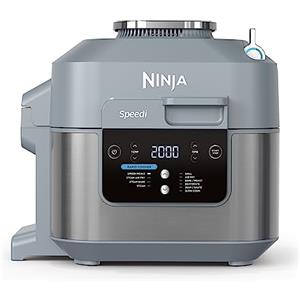 Ninja Speedi Pentola Elettrica Rapida 10 in 1, Friggitrice ad Aria, 5,7 l, Pasti per 4 in 15 Minuti, Frittura ad Aria e Cottura al Vapore, Idea Regalo Natale, Grigio, ON400EU