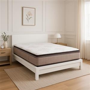 Ginflex Materasso Matrimoniale Luxury Plus 160x190 Memory Foam 3 Strati Sfoderabile Tessuto Damascato H28 + Topper Incluso Integrato Sganciabile con Fascia in Velluto (Altezza: 28cm, 160x190)