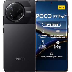 XIAOMI POCO F7 Pro 5G, 12+512GB, Nero, fotocamera principale da 50MP, batteria da 5110 mAh (tipo) con 45 W HyperCharge, IP64, funzioni AI (senza caricabatterie incluso)