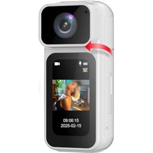 Rehoetom Videocamera sportiva portatile 2.7K HD con attacco magnetico rotante, materiale ABS per ciclismo e registrazione all'aperto (bianco)