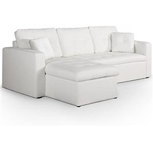 Menzzo Contemporain Toledo divano angolare convertibile legno 230 x 143 x 68 cm contemporaneo bianco