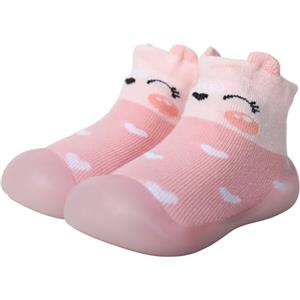 Tolaler Scarpe Primi Passi Bimba, Scarpe Gomma Traspiranti Primi Passi Bimbo, Calzini Scarpe Antiscivolo Morbida Suola, Scarpe Bimba Primi Passi per Ragazzi Ragazze 24-36 Mesi Volpe Corta
