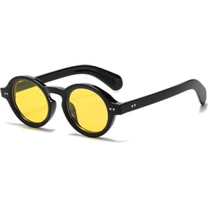 YAMEIZE Occhiali da Sole Polarizzati da Uomo Donna Rotondi Vintage Montatura Spessa Retro Piccolo Protezione UV400 Anni 90 Stile Occhiali