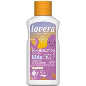 lavera Lozione solare Sensitiv Kids SPF 50 - Crema solare per bambini - senza filtro UV chimico - per pelli sensibili - impermeabile - vegano - Cosmetici naturali - 100 ml