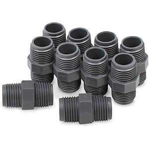 Bwintech 10 Pezzi Nero 3/4" Filettatura BSP PVC Maschio-Maschio Connettore per Capezzoli Esagonali, Adatto per L'irrigazione di Terreni Agricoli e Collegamento del Tubo dell'Acqua