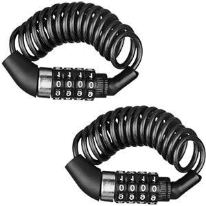 BORISCA 2 Pezzi Lucchetto 4 Cifre Combinazione, Argenteo 150cm Bici Casco Moto Scooter Bagagli