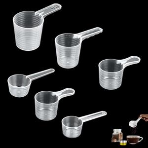 XINTANGXIA 6 Pezzi Cucchiai Dosatori Cucchiaio Dosatore Trasparente in Plastica Strumento Quantitativo per la Cucina con Scala 40ml 50ml 60ml 70ml 100ml 120ml