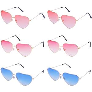 Zythrem 6PCS Occhiali da Sole Cuore per Festa e Cosplay Plastica Transparenza Rosa