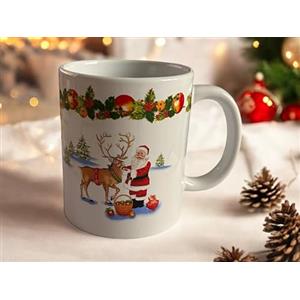 GMM Tazza Natalizia Mug, Tazze a Tema Natale, Tazzone Decorativo Merry Christmas (Bianco Babborenna)