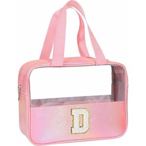 Coolgaga Beauty Case da Viaggio Trasparente, Trousse Trucchi Donna, Borsa da Toilette in PU-PVC, Borse da Viaggio Impermeabile, Borsa Cosmetici Regalo Compleanno Natale Ideale per Donne Ragazze Amic Rosa D