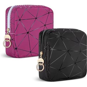 Playexen Trousse Donna Trucchi Ragazza Piccola Pochette Porta Trucchi da Borsa Beauty Case Piccolo da Viaggio in Pelle PU per Organiser Cosmetica Trucco Mini Borsetta Portatile Regalo Compleanno(Nero&Rose)
