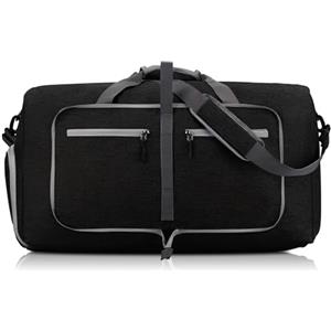 Daelesr Borsone Palestra Sportivo Impermeabile con Scomparto Scarpe, Borsone da Viaggio Grandi Pieghevoli Borsone Palestra Uomo Donne, per Viaggio, Campeggio, Sport e Vacanza (Nero)