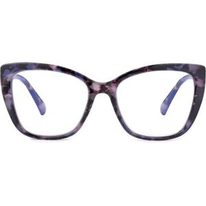 SKYWAY Occhiali da Lettura per Donna, Occhiali da Computer Oversize alla Moda con Blocco Luce Blu, Montatura Quadrata a Occhio di Gatto con Cerniera a Molla (Viola Tartaruga,2.5)