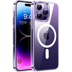 ULTRICS Custodia Magnetica per iPhone 14 Pro Max, Compatibile con Ricarica Wireless Mag-safe, Custodia Antiurto per Telefono con Protezione Cadute, Cover Posteriore Sottile e Antigraffio, Trasparente