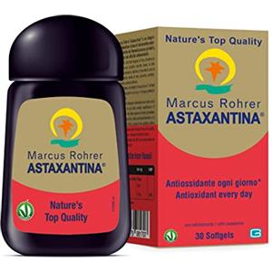 MARCUS ROHRER SPIRULINA Marcus Rohrer Astaxantina, Integratore Alimentare Antiossidante, Protezione da Sole, Raggi UV, Invecchiamento Pelle e Occhi, Stress Ossidativo, 30 Softgel