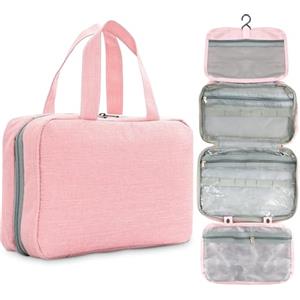 BORISCA Rosa Appendere Beauty Case da Viaggio Donna, Impermeabile Borsa da Toilette da Appendere, Beauty Viaggio da Appendere, Sospendibile Beauty Case da Viaggio da Appendere per Trucco, Bagno