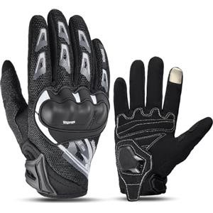 mjmoto Guanti da moto estivi da uomo, con schermo tattile, rete traspirante, protezione per le dita, design antiscivolo (grigio, medio)