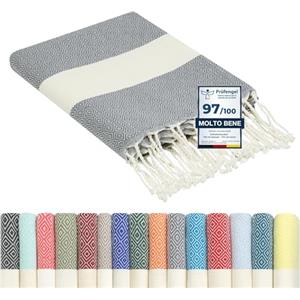 Flora Furora furora HOLIDAY Telo Mare Grande, cotone 100x200 cm | Telo Spiaggia antisabbia | Asciugamano Mare Fouta, frange e angoli - Pareo Donna Uomo Ragazzi | Pic Nic Beach Towel Coperta, lungo leggero