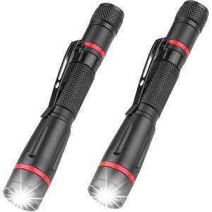 LIAISIMI Mini torcia a LED, 3 modalità, piccola torcia a LED, con clip, zoomabile, impermeabile, per escursioni, campeggio, emergenza, all'aperto (2 pezzi, 10 cm)