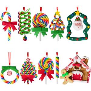 Hossom Decorazioni Natalizie, 10 Pezzi Decorazioni Albero di Natale, Bastoncini di Zucchero Natalizi, Natale Decorazioni Casa per Albero di Natale Ghirlande e Festa la Casa Decorazioni