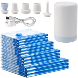 Buithafu Borsa sottovuoto per aspirapolvere e pompa elettrica senza fili, 12 confezioni risparmio di spazio a doppia cerniera, custodia per viaggi